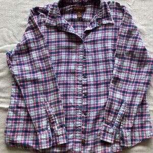 Pink and Blue Plaid flannel Shirt. 3XL button up.